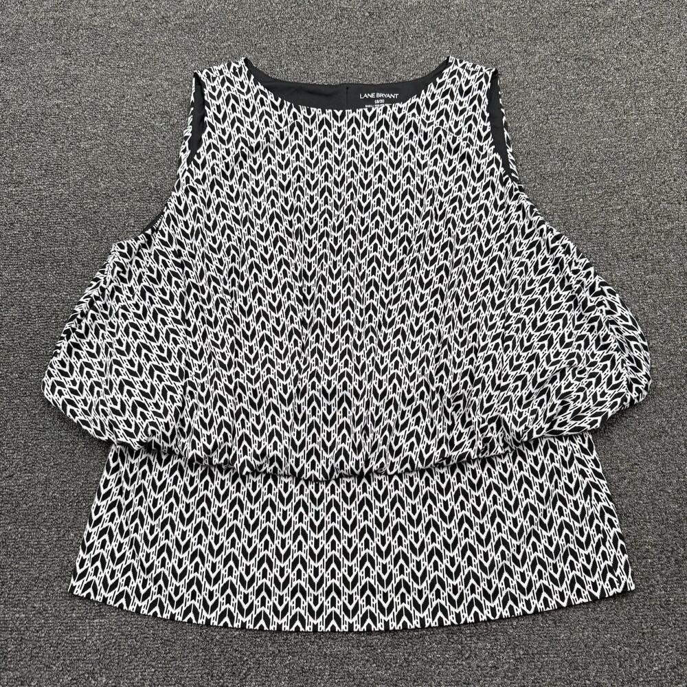 Lane Bryant Blouson Tank Top Women's Size 18/20 Round Neck Pullover Black White